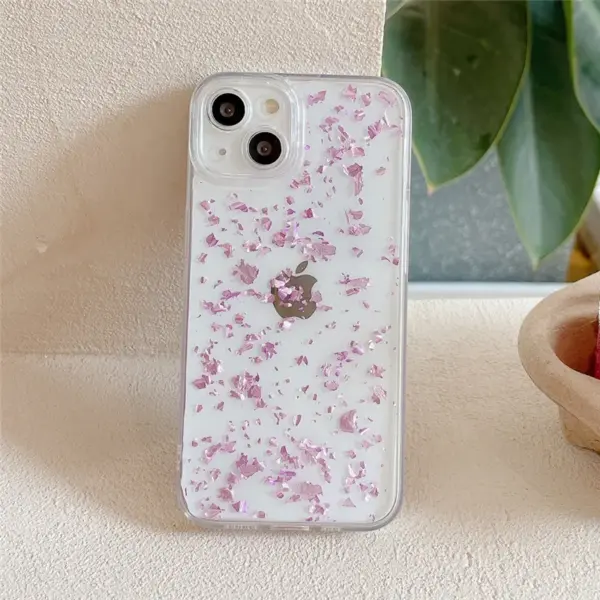 New Glitter Transparent  Phone Case For iPhone 14 13 12 11 Pro Max 7 8 Plus X XR XS Max 12 SE20 Luxury Bling Gold Foil Glitter Clear Soft TPU Cover