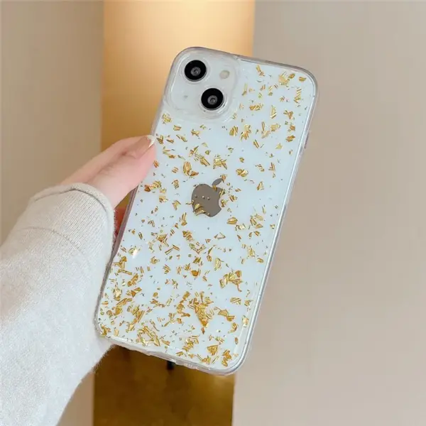 New Glitter Transparent  Phone Case For iPhone 14 13 12 11 Pro Max 7 8 Plus X XR XS Max 12 SE20 Luxury Bling Gold Foil Glitter Clear Soft TPU Cover - Image 5