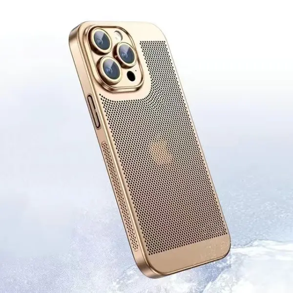 Heat Dissipation Phone Case For Iphone 15 14 11 12 13 Pro Max 14Plus XS Max Mini Cover Electroplated Border Honeycomb Mesh Shell - Image 6