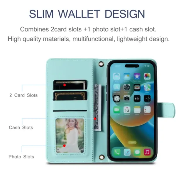 Wallet Leather Magnetic Phone Case For iPhone 15 14 12 11 Plus 13Pro SE 2022 7 8 11 12 13 Pro XR Xs Max Skin Friendly Flip Cover - Image 3