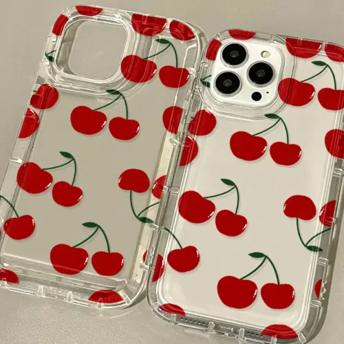 Red Cherry Case For iPhone 13 Cases iPhone 15 11 12 13 14 Pro Max X XS XR 7 8 6 6s 14 15 Plus SE 2020 2022 Clear Silicone Cover